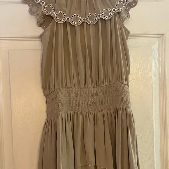 Ramy Brook/ NWT cream off-Shoulder mini Dress XS/TP elastic waist scallo… - Picture 7 of 9